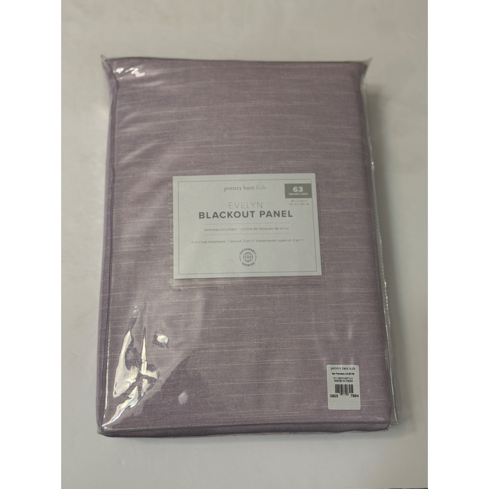 NEW Pottery Barn Kids Evelyn Blackout 1 Panel 44x63 Lavender Purple Linen Blend